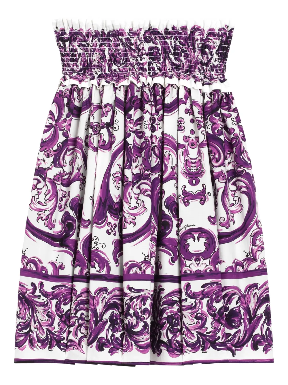 Поплиновая юбка с принтом Majolica Dolce & Gabbana Kids, фиолетовый — фото 2