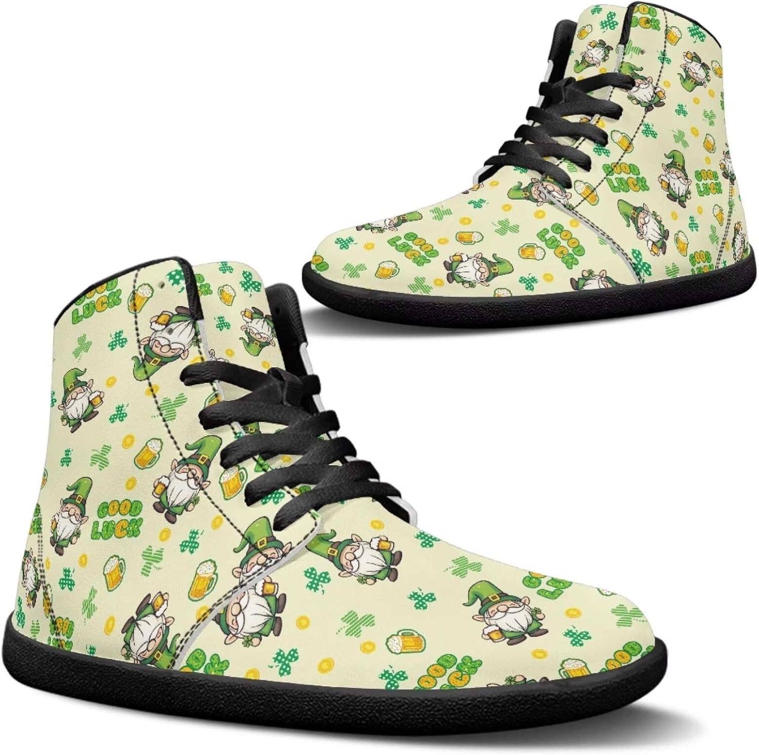 

Мужские высокие кеды Jeiento на День Святого Патрика, широкая модель, удобные повседневные ходовые туфли, Good Luck