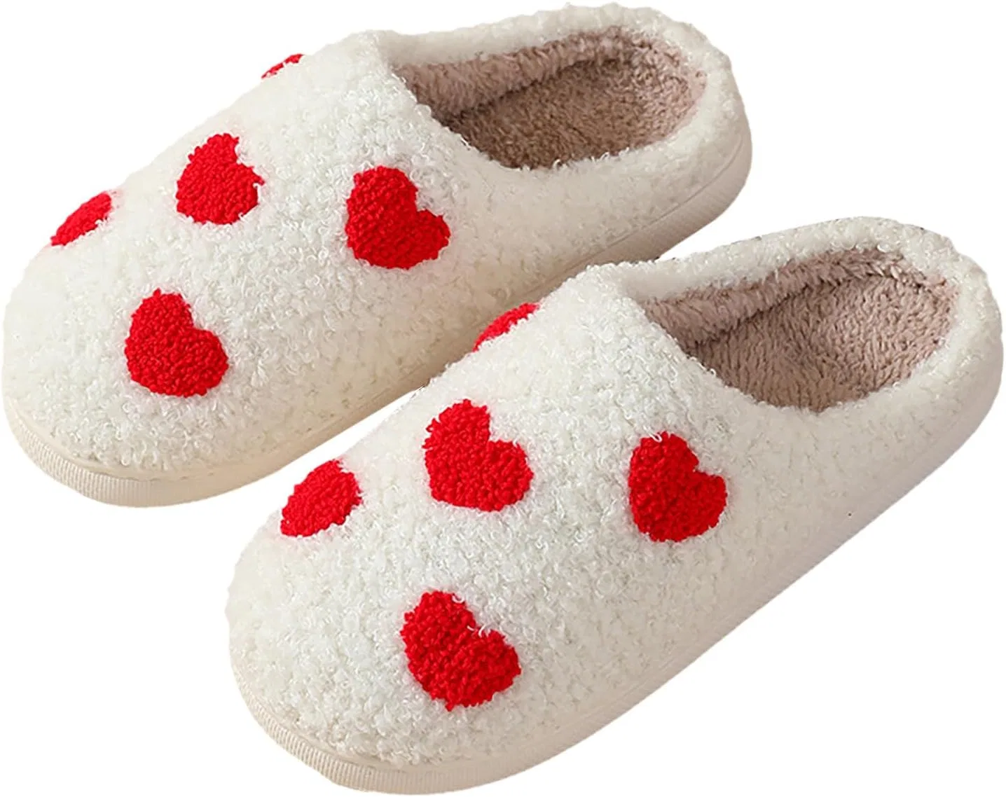 Hausschuhe Damen Warm - Süße Plüsch Furry Flauschige Домашние тапочки Warme Männer Aesthetic Lustig Hauspantoffeln Winter Offen Hausschlappen F SKFLABOOF, 017A Red 1 — фото 3