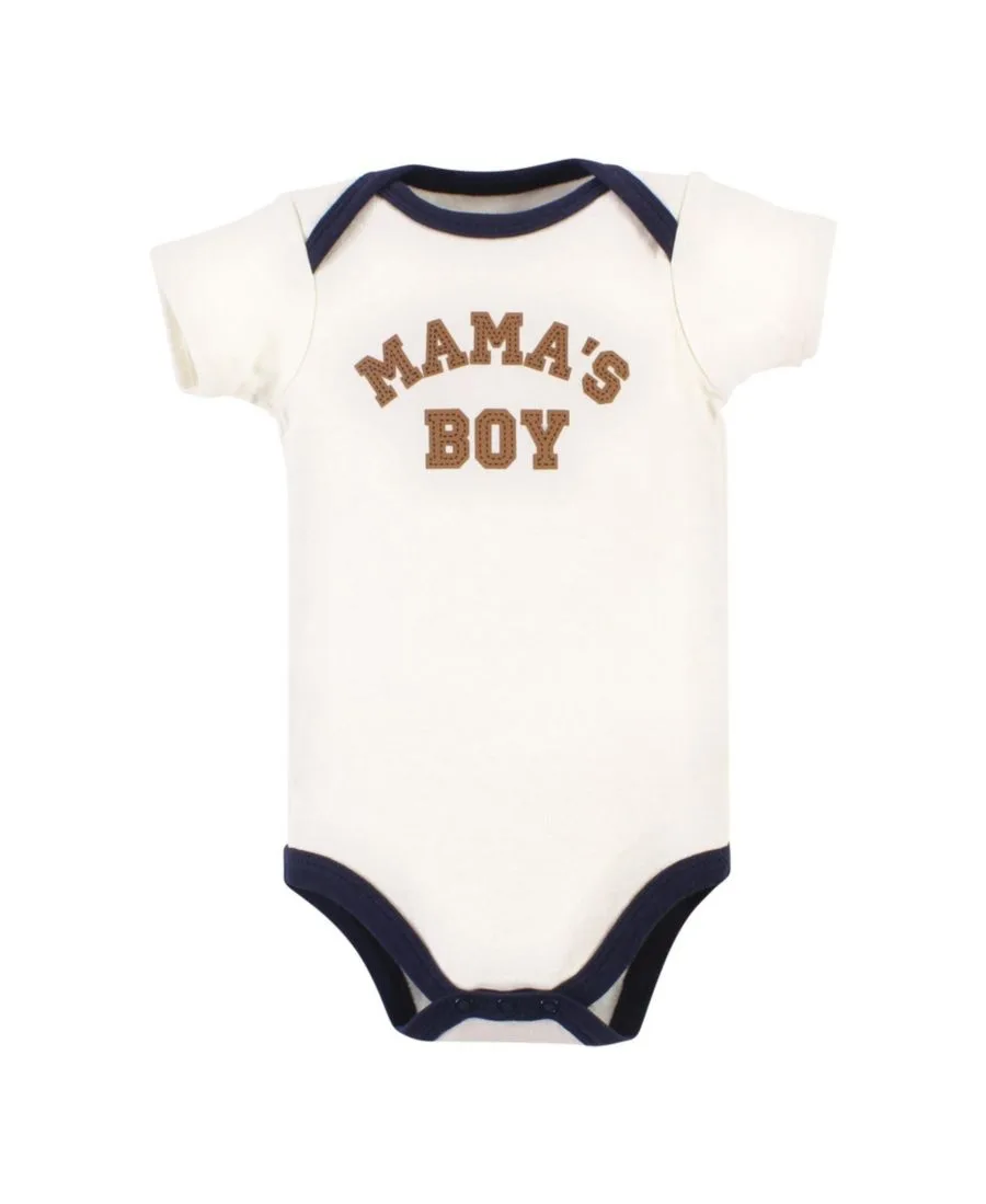 Комплект из 5 хлопковых боди Essential Hudson Baby, коричневый темно-синий mamas boy 5-pack — фото 3