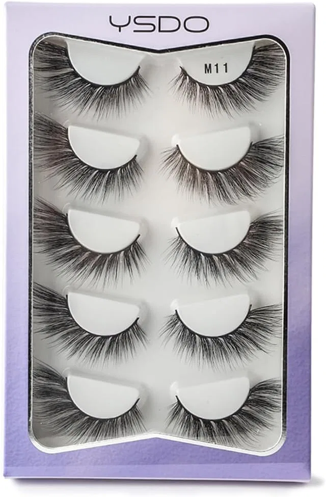 Накладные ресницы Butterfly 5 пар YSDO faux mink M11 натуральный черный
