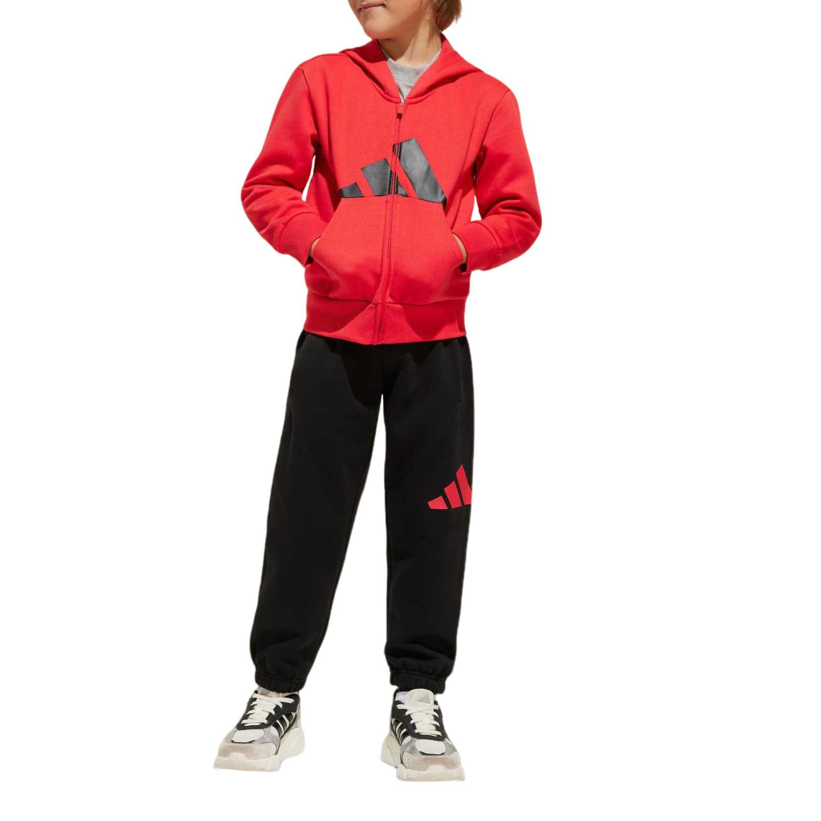 Повседневный спортивный комплект из 2 предметов для детей 3-7 лет Adidas, красный/черный — фото 3