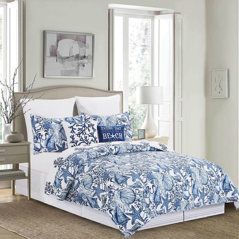 

Комплект одеял C&F Home Blue Coast из 3 предметов с накидками, синий