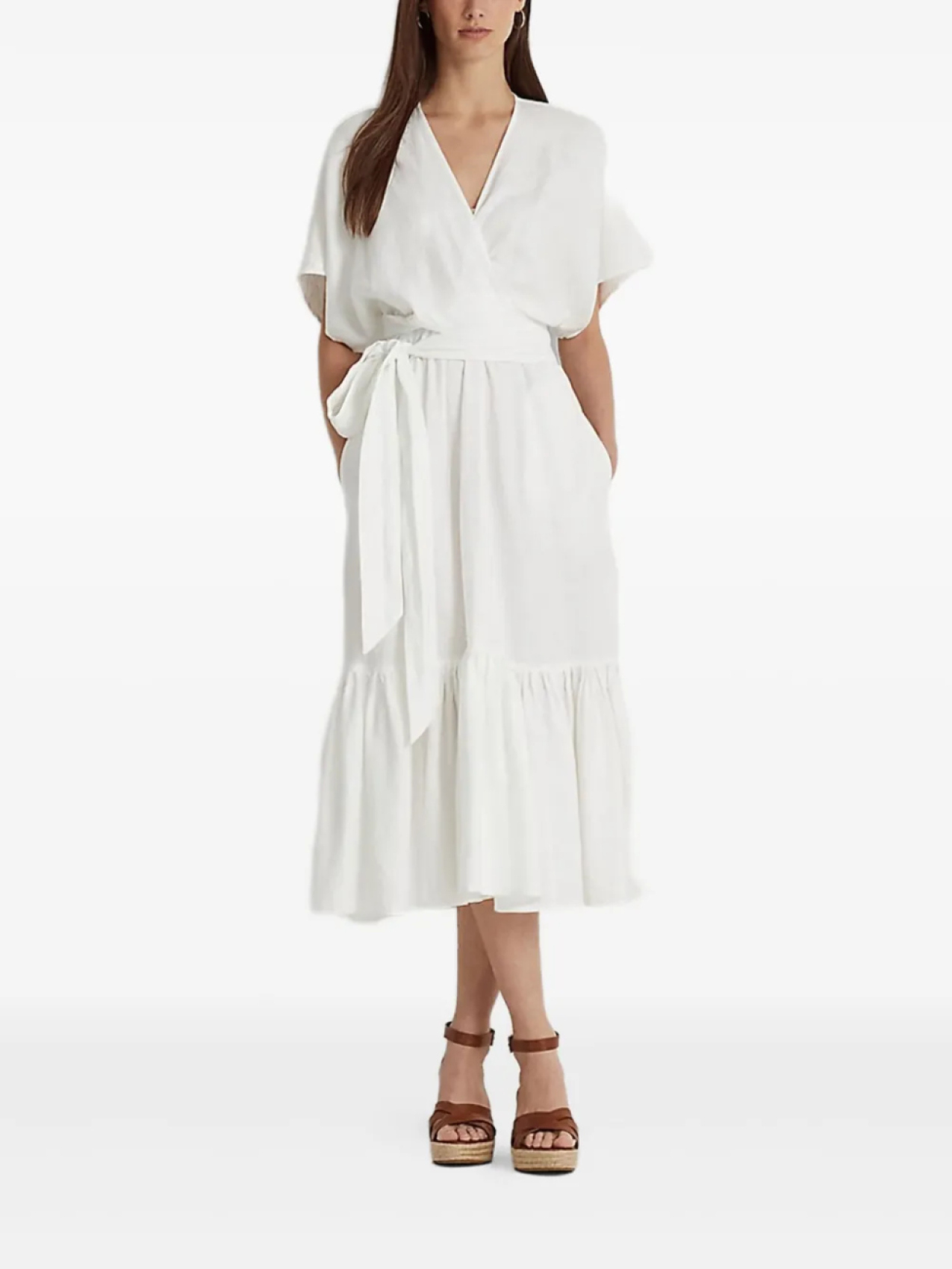 

Льняное платье миди Lauren Ralph Lauren, белый