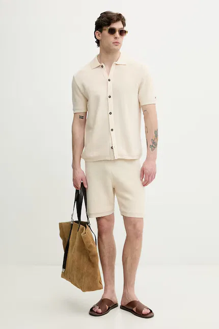 Кардиган мужской классический из хлопка Tommy Hilfiger, бежевый — фото 2