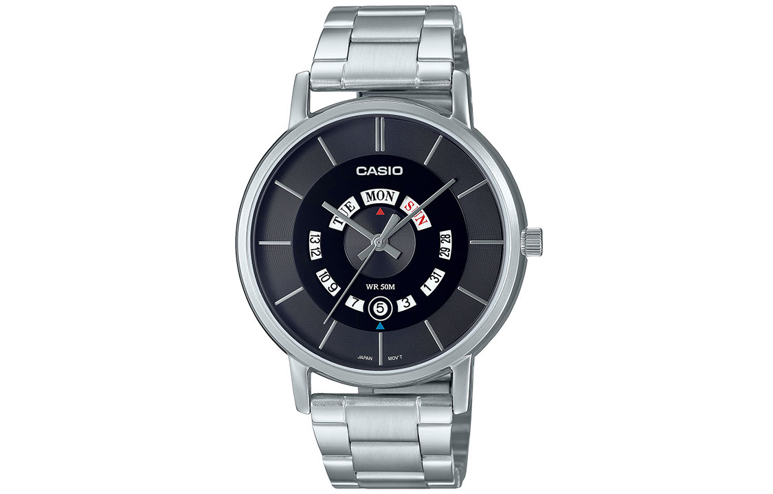 

CASIO Часы серии Standard с электронным механизмом, ремешком из нержавеющей стали, мужские, черный циферблат