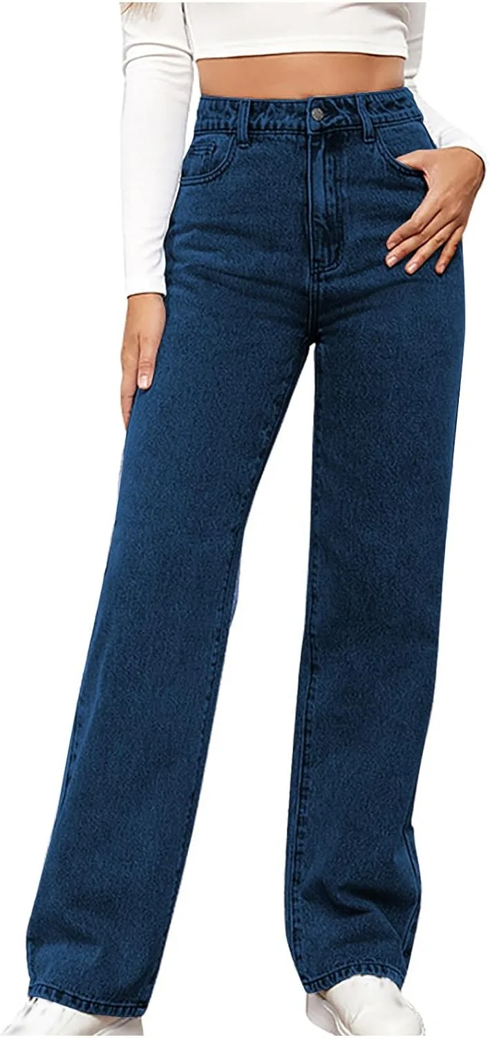 

Джинсы для женщин High Waisted Straight Wide Leg