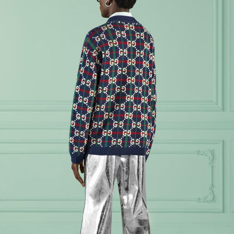 Кардиган Gucci GG Check Knit Wool Cardigan 'Blue White' 716334-XKCOZ-4804, синий — фото 3