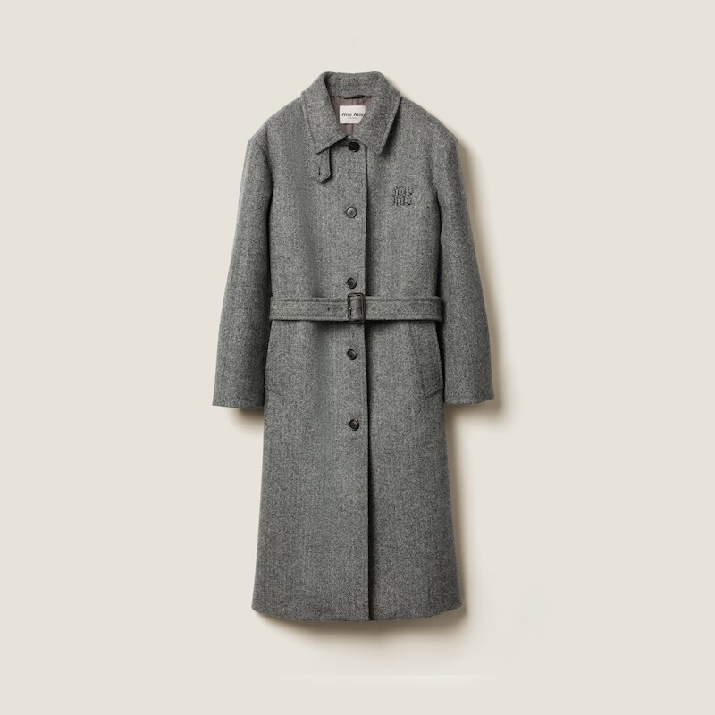

Прямое пальто в елочку Miu Miu, черный