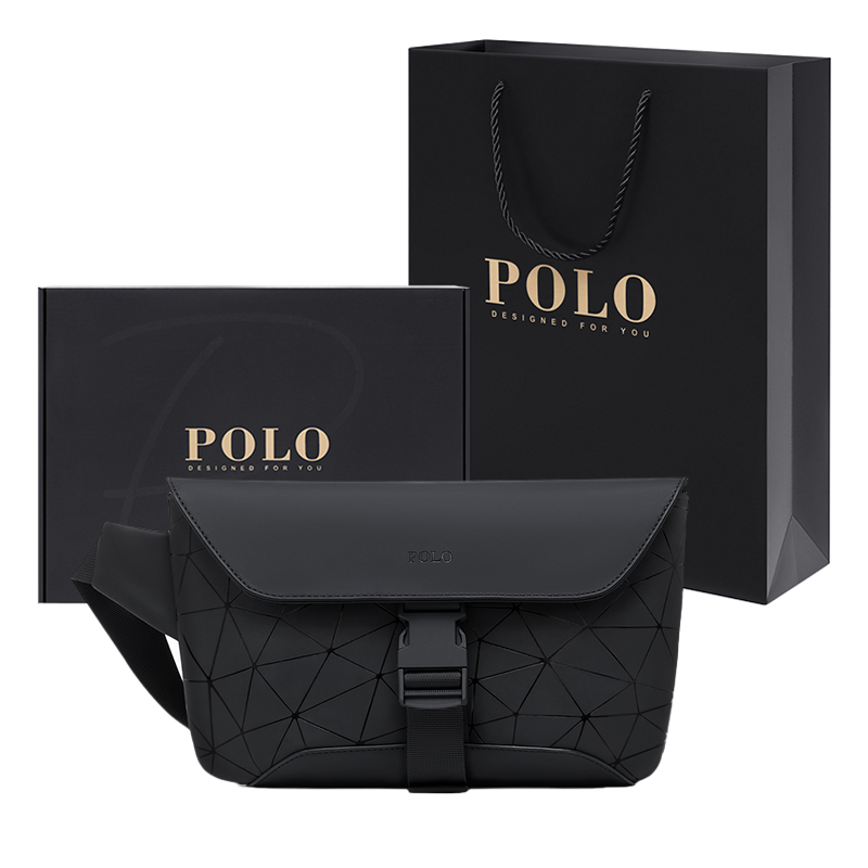

POLO Синтетическая кожаная сумка-кошель среднего размера мужская черная, Black (Style 2 Gift Box Set)