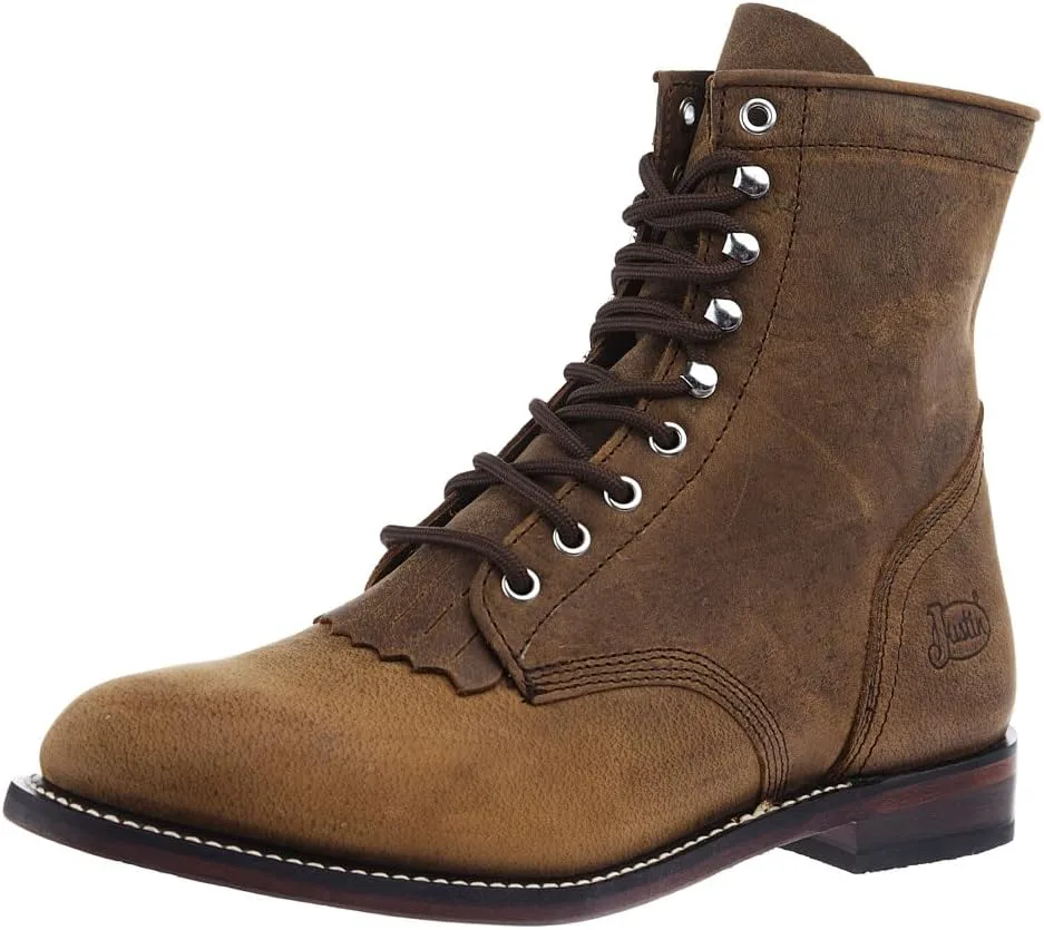 Мужские коричневые ботинки Justin Boot Company из водяного буйвола, 7 дюймов, с шнуровкой Roper