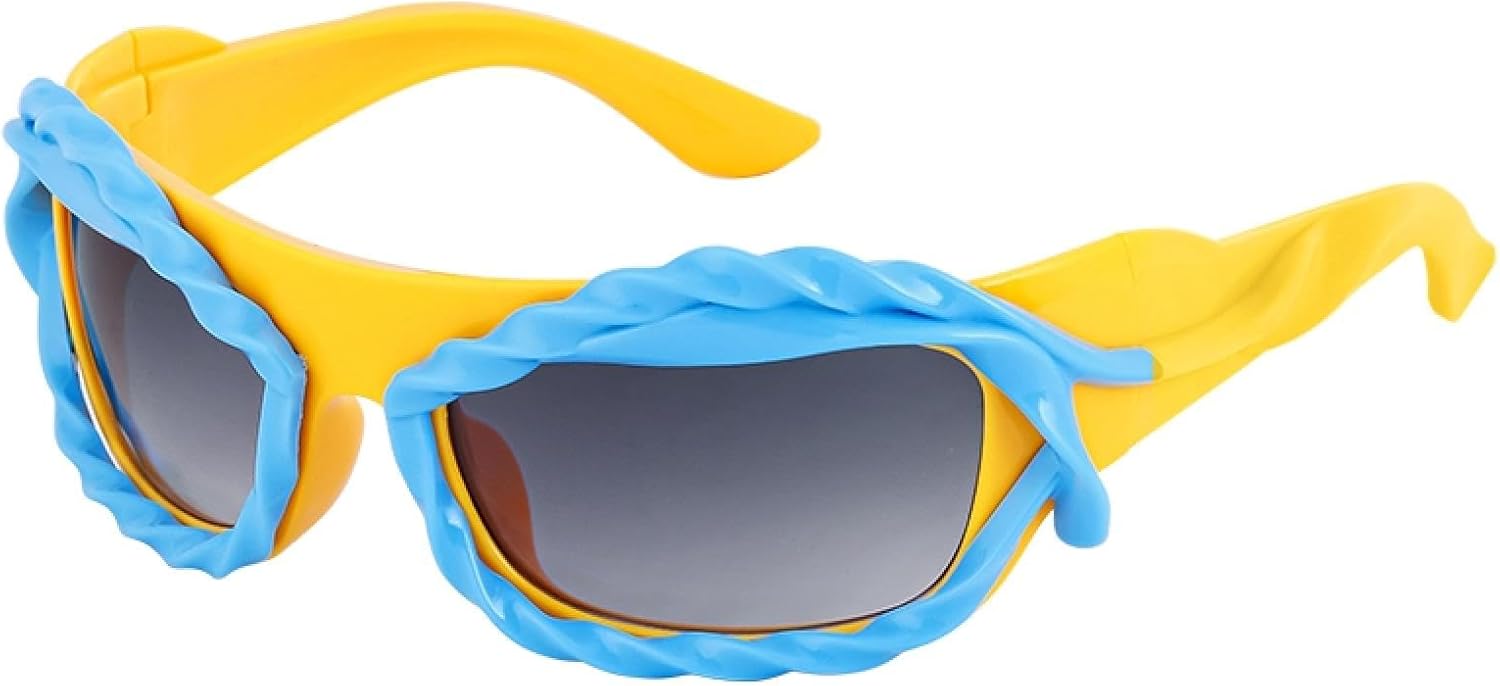 

Женские солнцезащитные очки, модные солнцезащитные очки неправильной формы прямоугольной формы для мужчин, роскошные солнцезащитные очки в стиле стимпанк TOIPASTN, C2 Blue Yellow