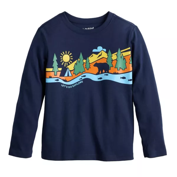 

Футболка с длинным рукавом и принтом для мальчиков 4-12 лет Jumping Beans, цвет blue bear camping