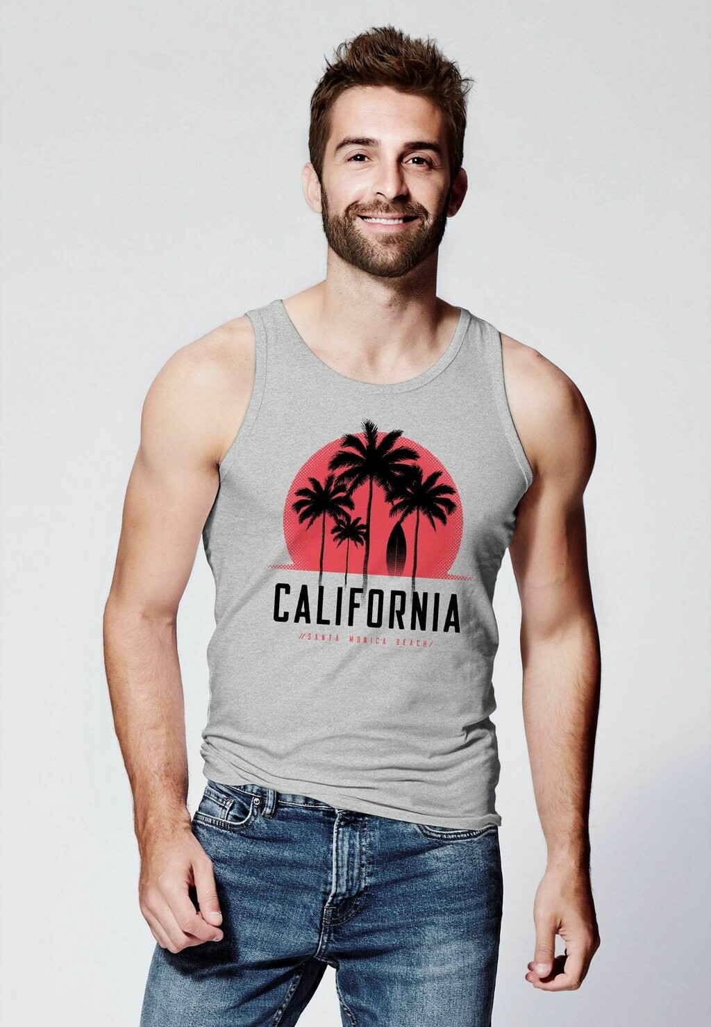 

Топ TANK CALIFORNIA PALMEN SANTA MONICA BEACH SOMMER SONN Neverless, серый