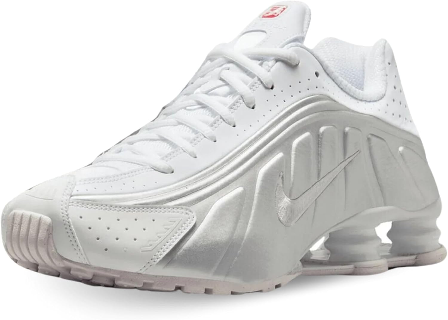 

Кроссовки Nike Shox R4 белого/серебристого цвета от Nike, White/White/Bright Crimson/Metallic Silver