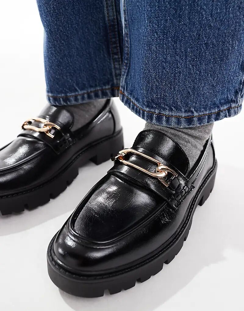 Лоферы из искусственной кожи с цепочкой New Look черного цвета — фото 2
