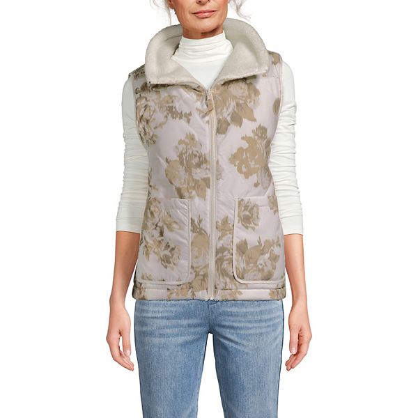 

Женский флисовый шерпа реверсивный жилет Lands' End, Ivory Ivory Rose