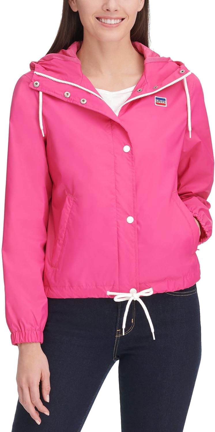 

Levi's Женская винтажная ветровка-дождевик с капюшоном, Hot Pink