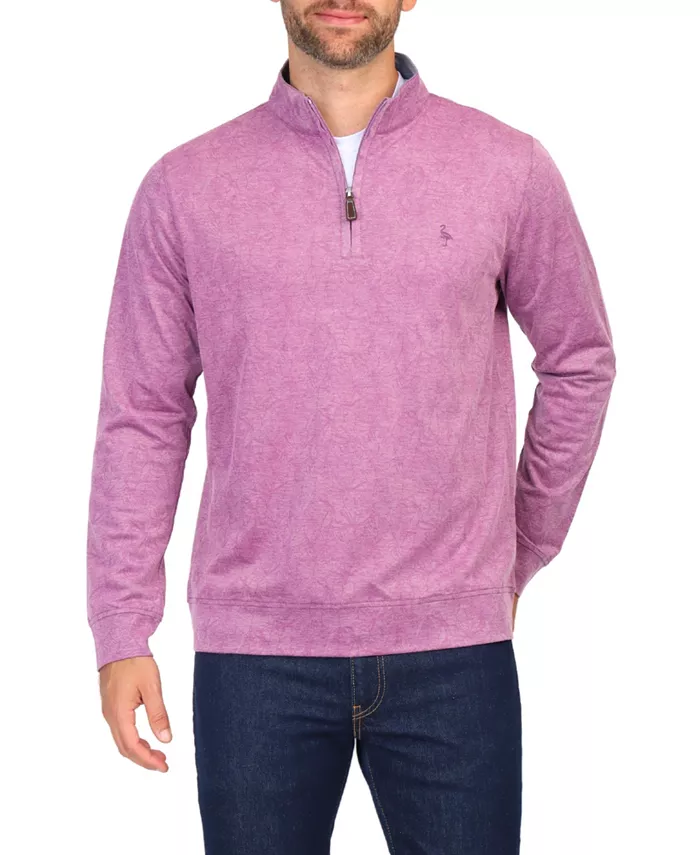 

Толстовка Men's Tonal Tropical Print Pique Quarter Zip Tailorbyrd, синий