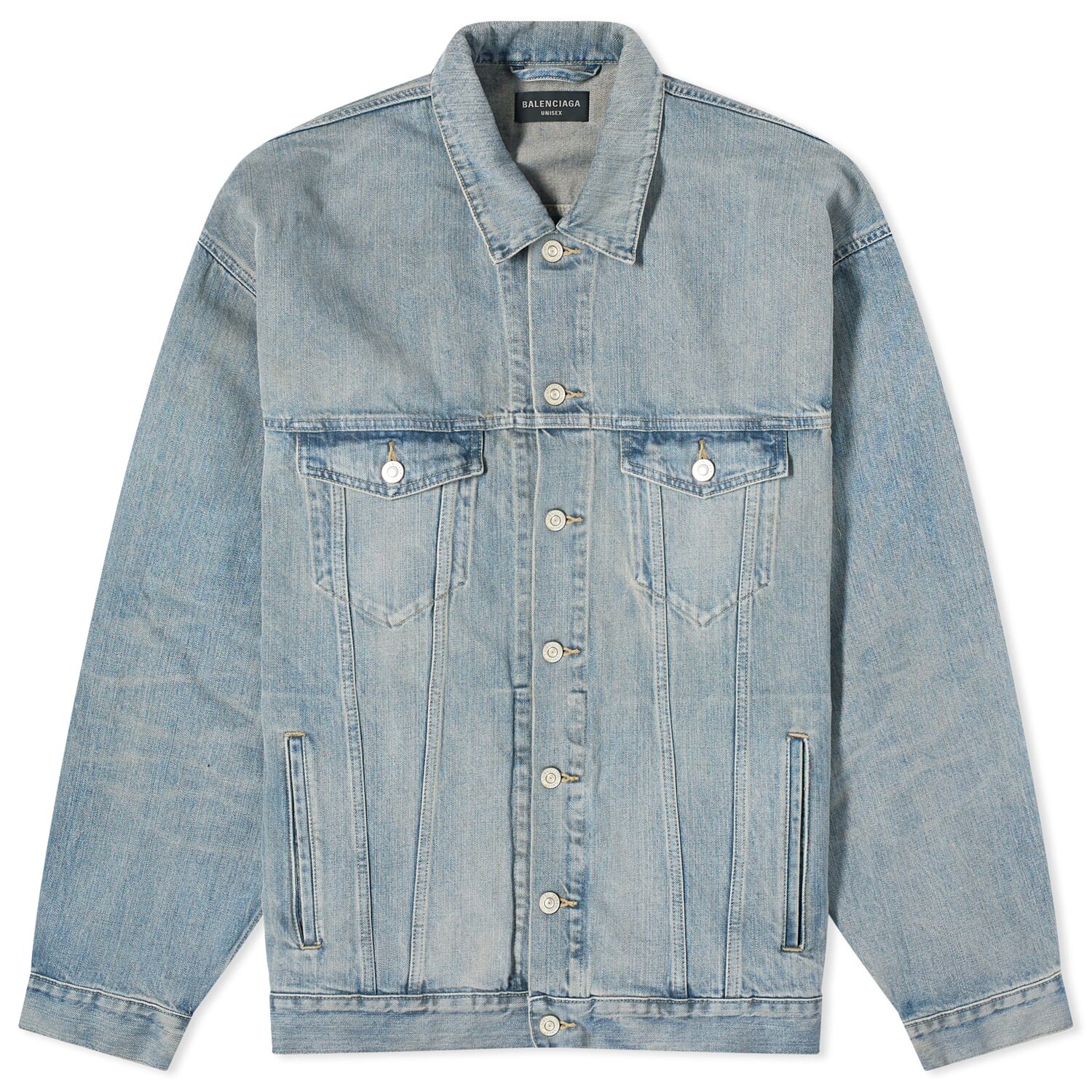 

Джинсовая куртка Balenciaga Oversized Logo Denim, цвет Organic Selvedge Denim