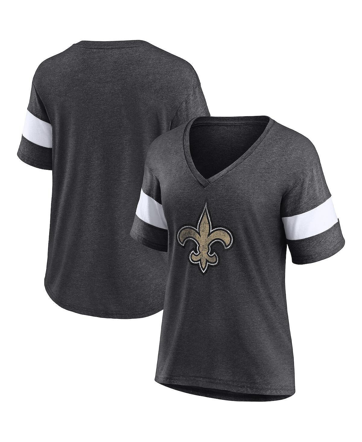 

Женская фирменная угольно-белая футболка New Orleans Saints Distressed Team Tri-Blend с v-образным вырезом Fanatics, Белый, Женская фирменная угольно-белая футболка New Orleans Saints Distressed Team Tri-Blend с v-образным вырезом Fanatics