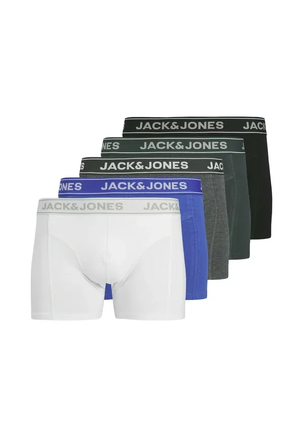 Трусы боксеры 5Er pack Jack & Jones Junior, черный - темно-серый меланж - лесная река - ослепительно синий - черный