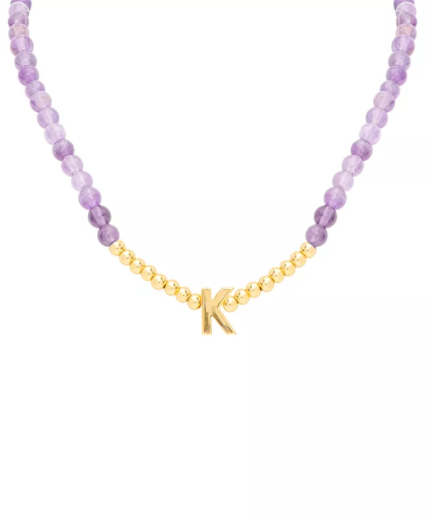 

Ожерелье с подвеской в виде инициала из аметистовых бусин, 18 дюймов (63-5/8 карата) из позолоченного стерлингового серебра Macy'S, k