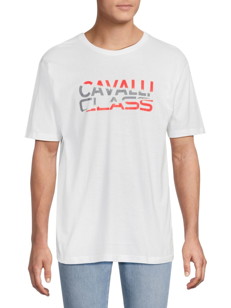 

Хлопковая футболка с логотипом Cavalli Class by Roberto Cavalli, белый