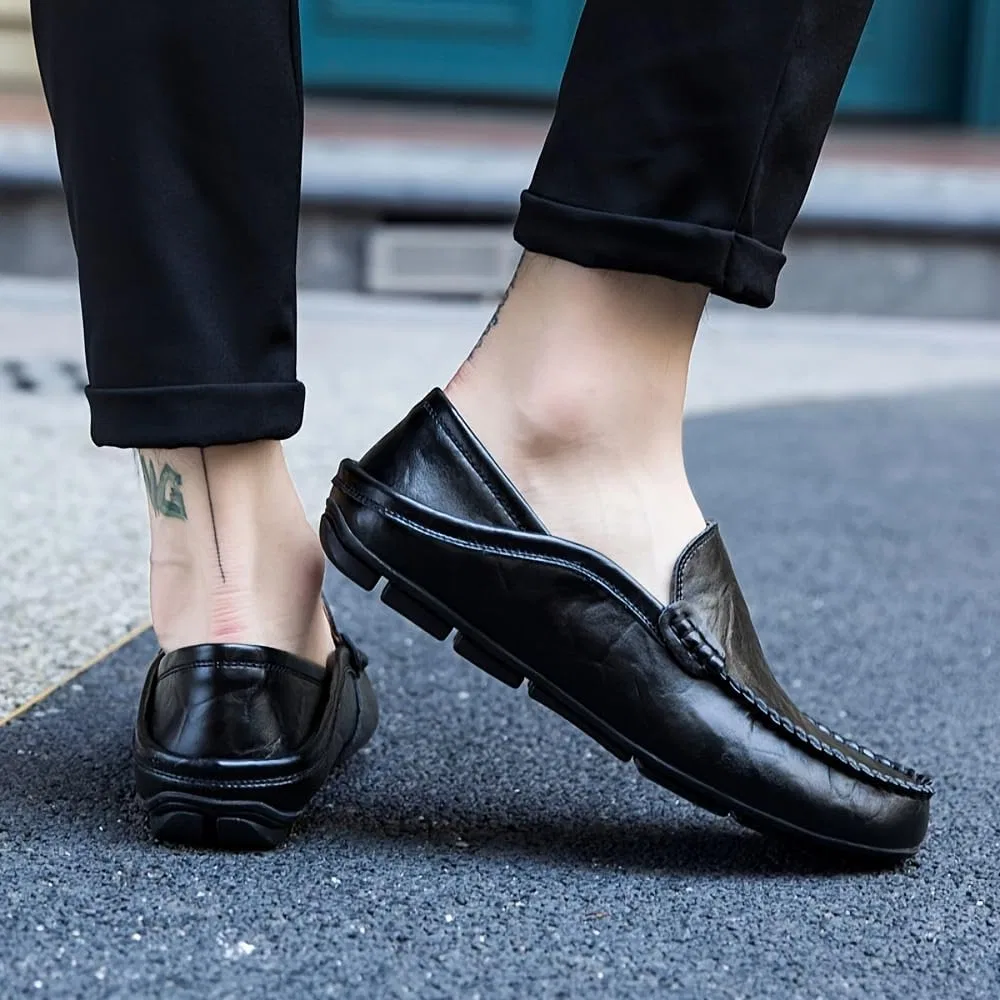 Мужские лоферы на каждый день, удобная резиновая подошва, Black HoaloX — фото 2