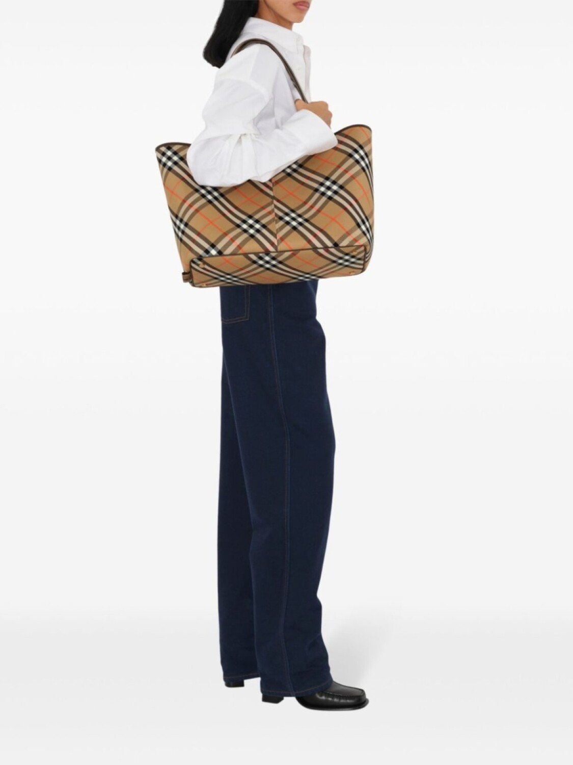 Сумка-тоут Burberry Vintage Check среднего размера, нейтральный цвет — фото 3