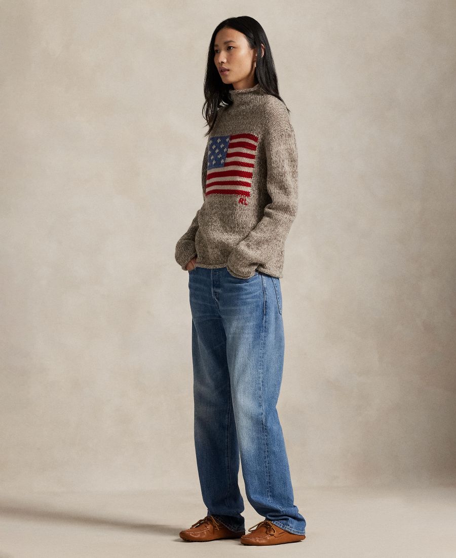 Женский свитер с высоким воротником и длинными рукавами Polo Ralph Lauren, Natural Multi — фото 2