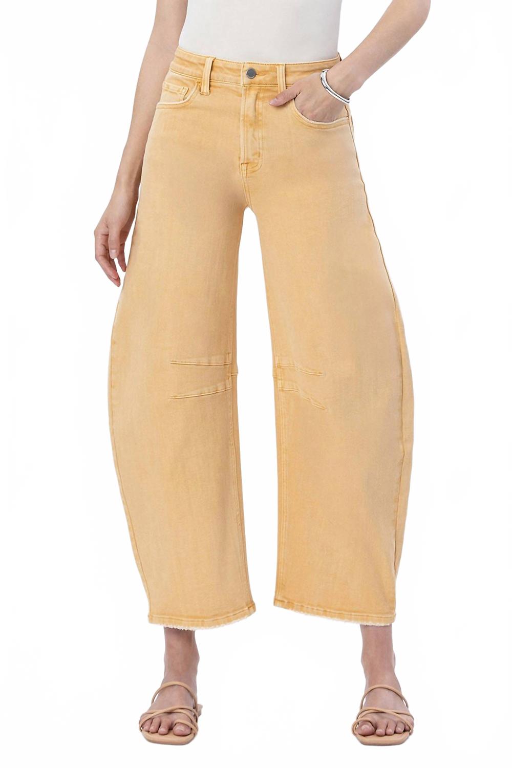 

VERVET BY FLYING MONKEY Джинсы Harvest Haze Barrel Leg High Rise Jeans в нежно-желтом цвете