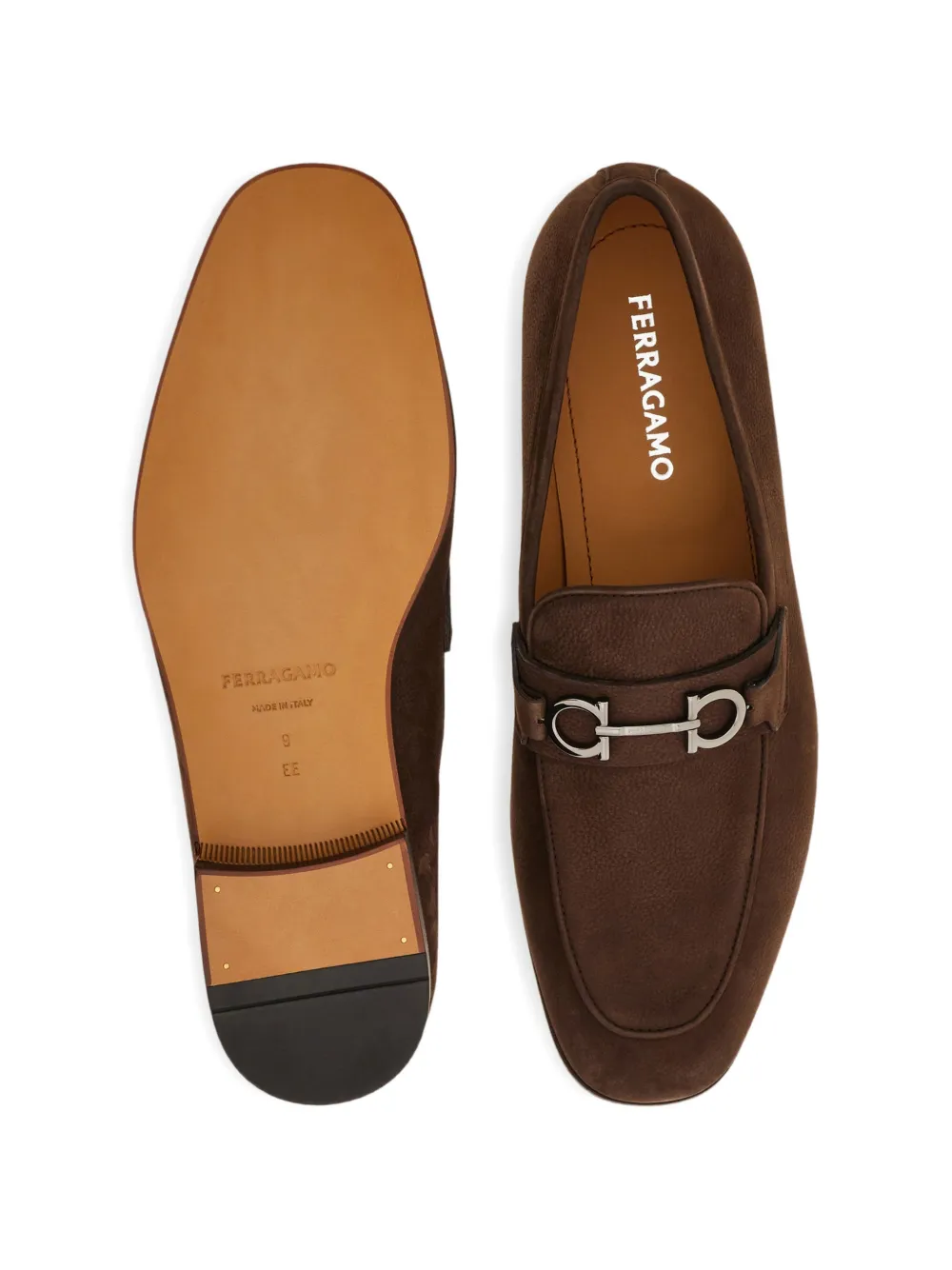 Мокассины с украшением Gancini Ferragamo, коричневый — фото 4
