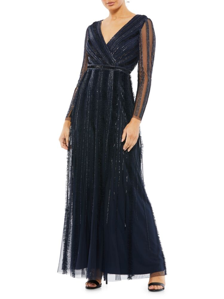 

Украшенное платье А-силуэта со стихами Mac Duggal, цвет Midnight