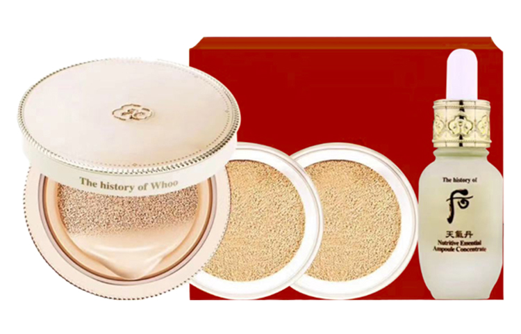 Набор для макияжа The History Of Whoo Luxury Style Gold Queen: кушон Air Cushion Formal Wear #21 + сменный блок №21 + ампула, 8 мл — фото 3