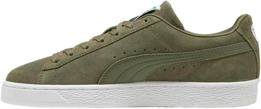Мужские замшевые классические кроссовки PUMA с шнуровкой - повседневные, зеленые — фото 3