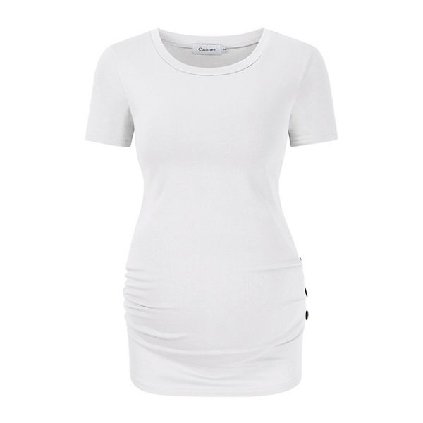 

Женская футболка с коротким рукавом и боковой застежкой для беременных Kojooin, White, Белый, Женская футболка с коротким рукавом и боковой застежкой для беременных Kojooin, White