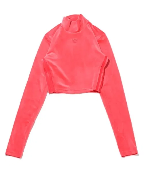 Топ-кроп adidas Velvet Crop Top, розовый