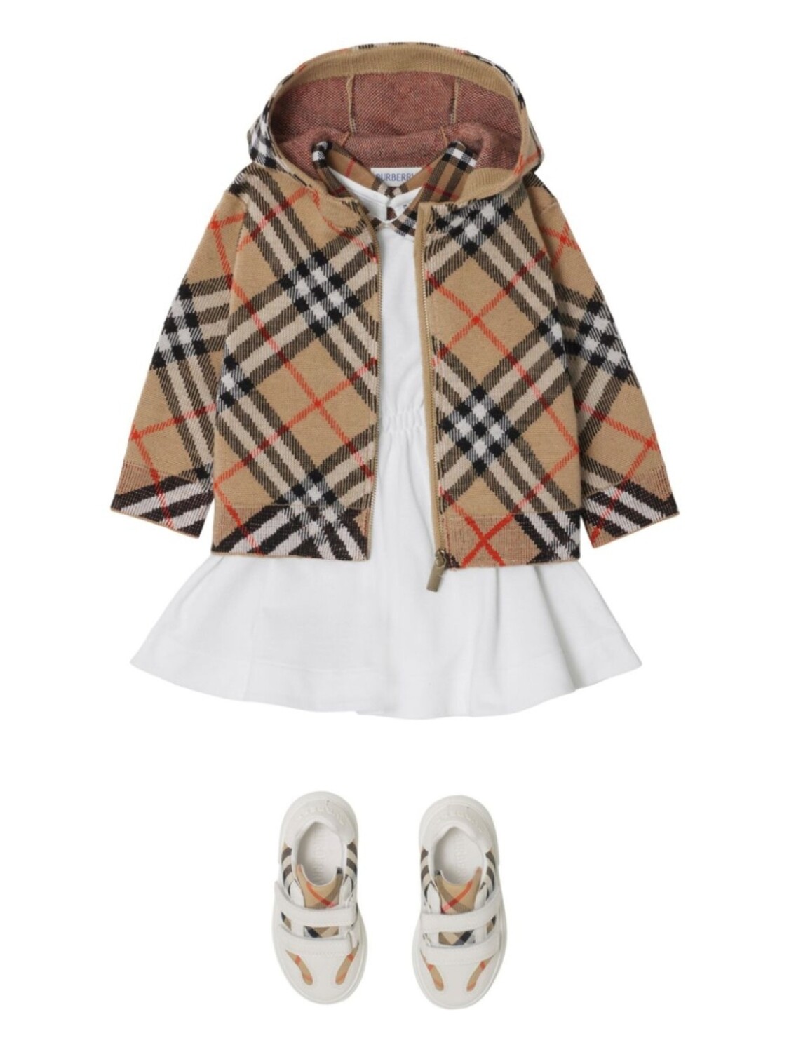 Толстовка из шерсти в винтажную клетку Burberry Kids, коричневый — фото 3