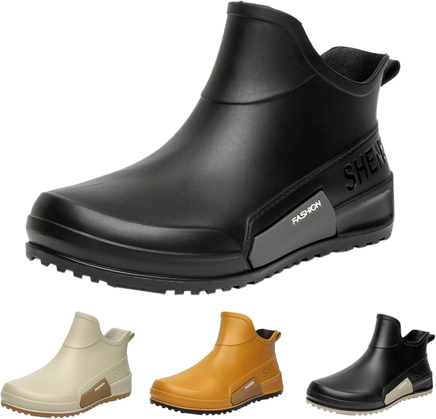 Мужские ботинки на каблуке водонепроницаемые, слипоны на резиновой подошве для садоводства, рыбалки, лодок, кемпинга и парусного спорта Generic, серый — фото 2