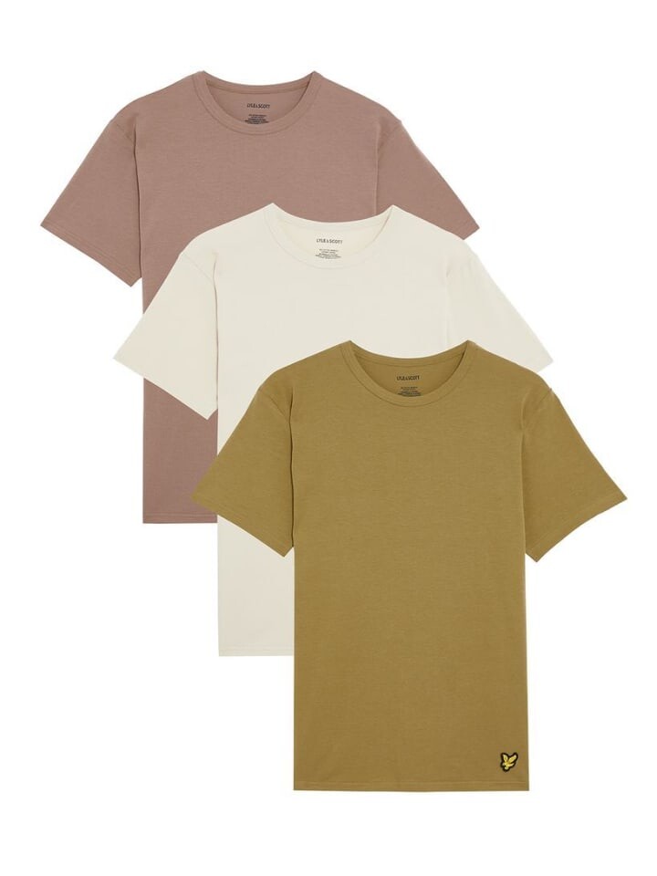 

Футболка Lyle & Scott T-Shirt 3Er-Set, цвет Hellolivgrün/Beige/Braun