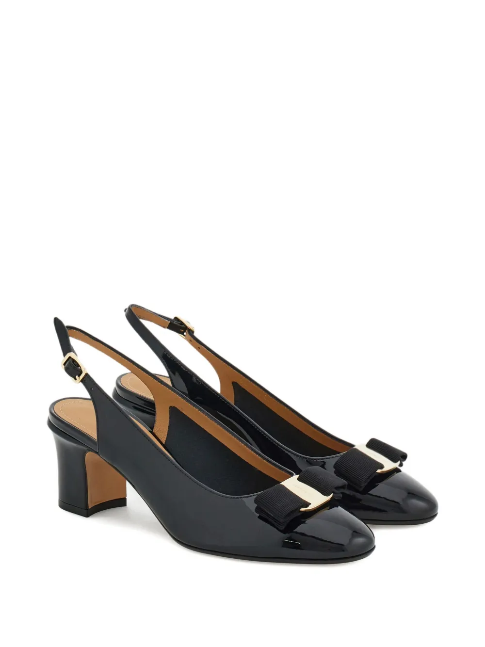 Туфли Vara 50 с ремешком на пятке и бантом Ferragamo, черный — фото 2
