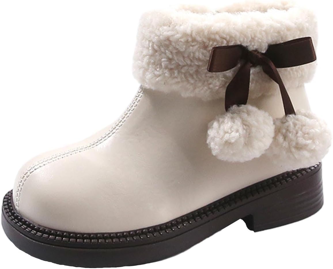 

Милые детские плюшевые ботильоны на осень и зиму, с теплой флисовой подкладкой, мягкие и удобные, термо-ботинки для девочек, стиль принцессы Generic, White