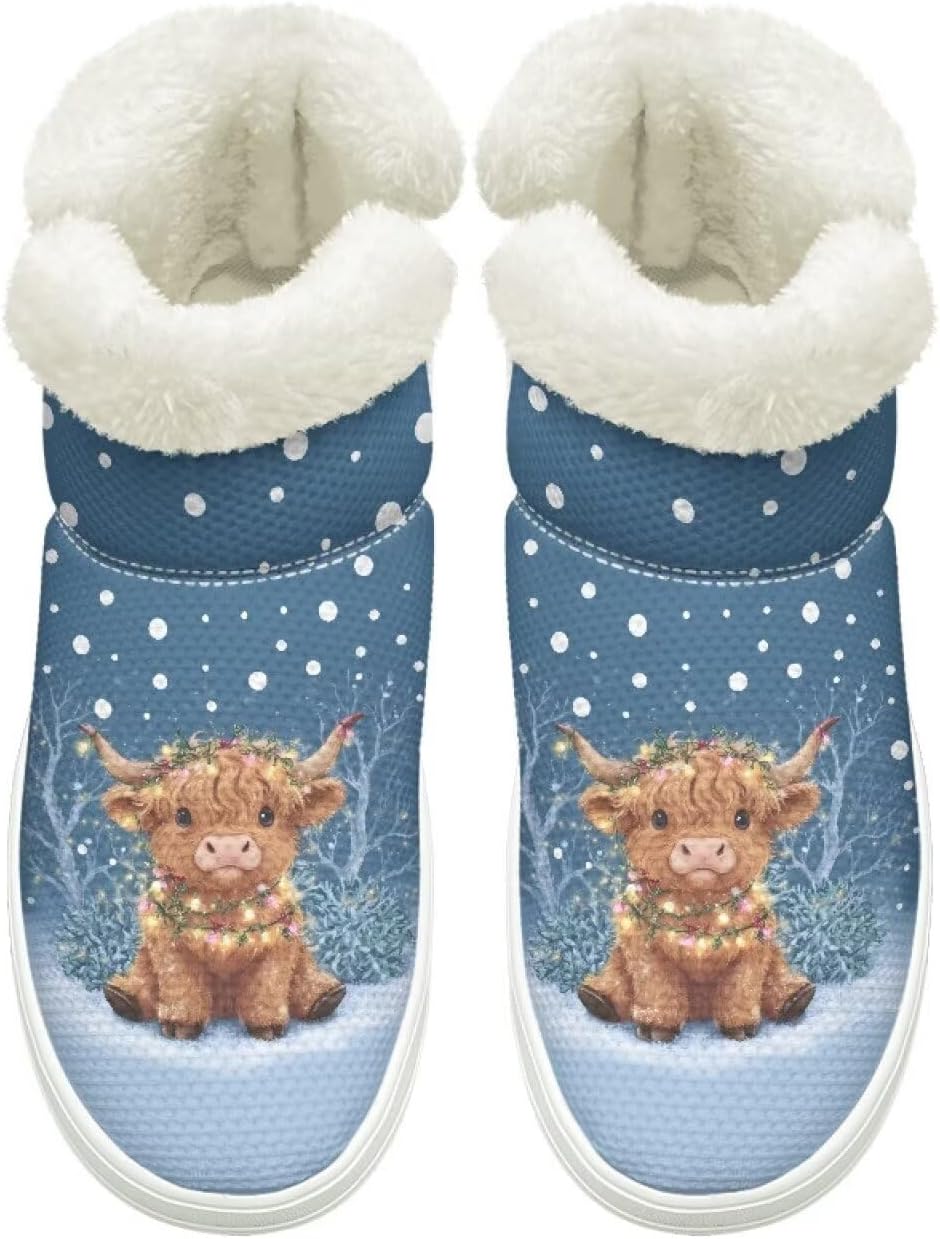 

Женские и мужские зимние ботинки на слипоне, дышащая сетка, зимняя обувь для улицы с нескользящей удобной подошвой Cugasmaru, Snow Highland Cow