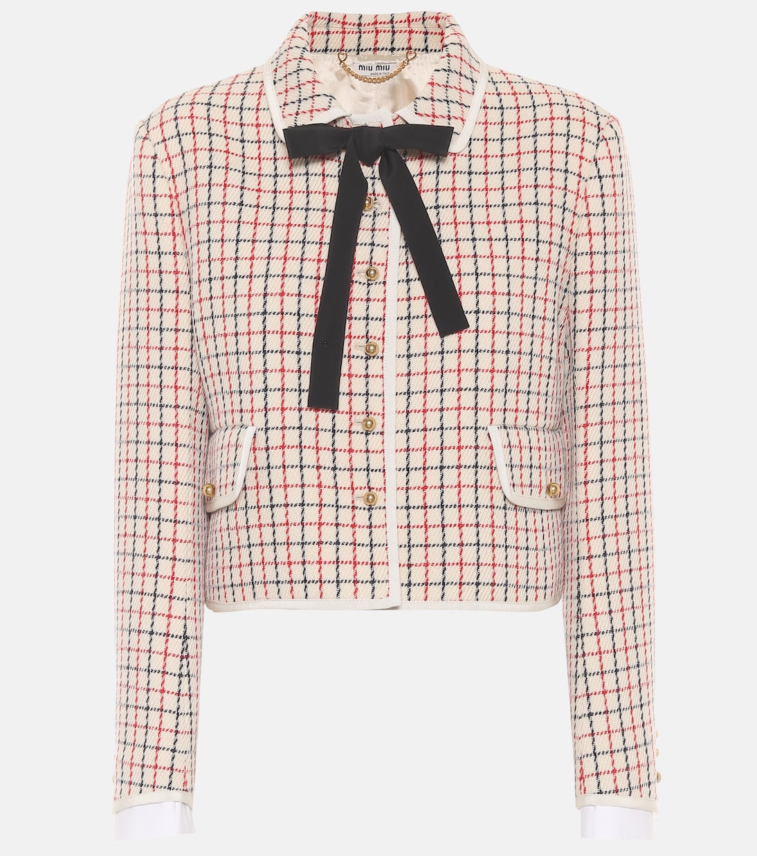 

Клетчатая куртка из натуральной шерсти Miu Miu, Avorio+Rosso