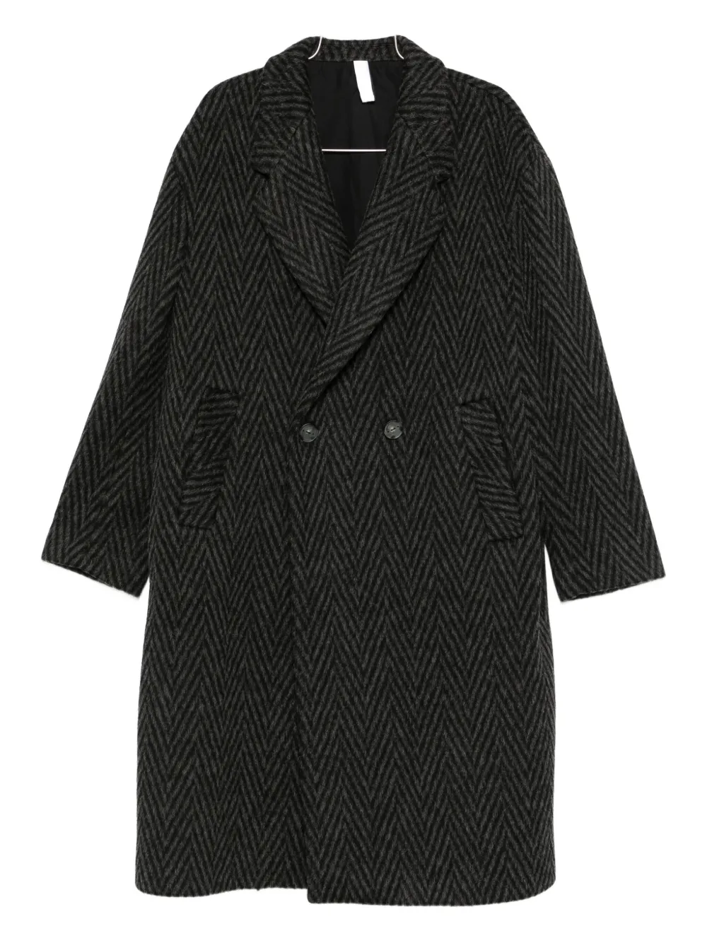 

Двубортное пальто с узором "елочка" Hevo, черный