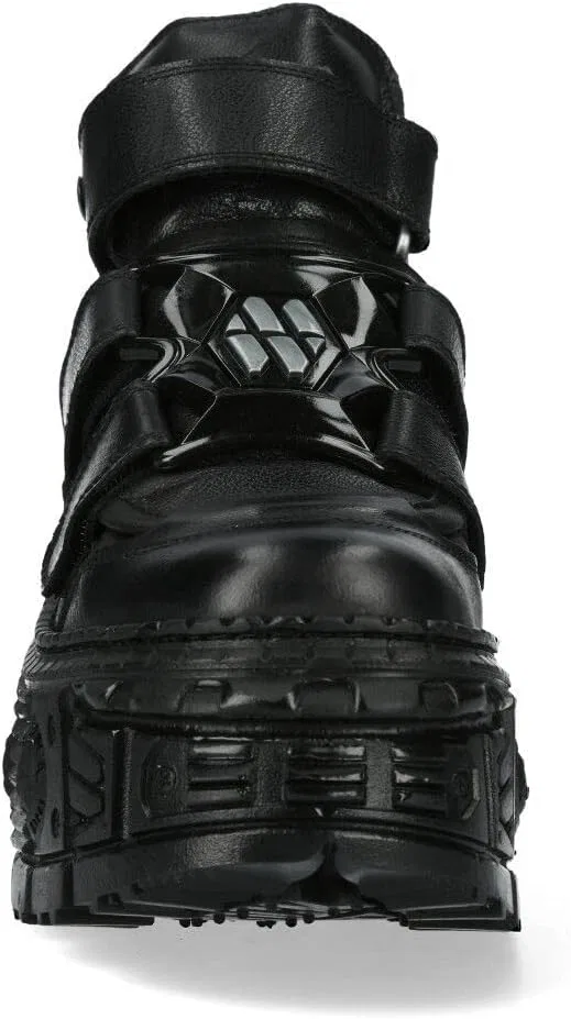 New Rock Новые ботинки Rock Boots унисекс WALL285-S2, металлизированная черная кожа, готические ботинки в стиле панк-эмо — фото 4