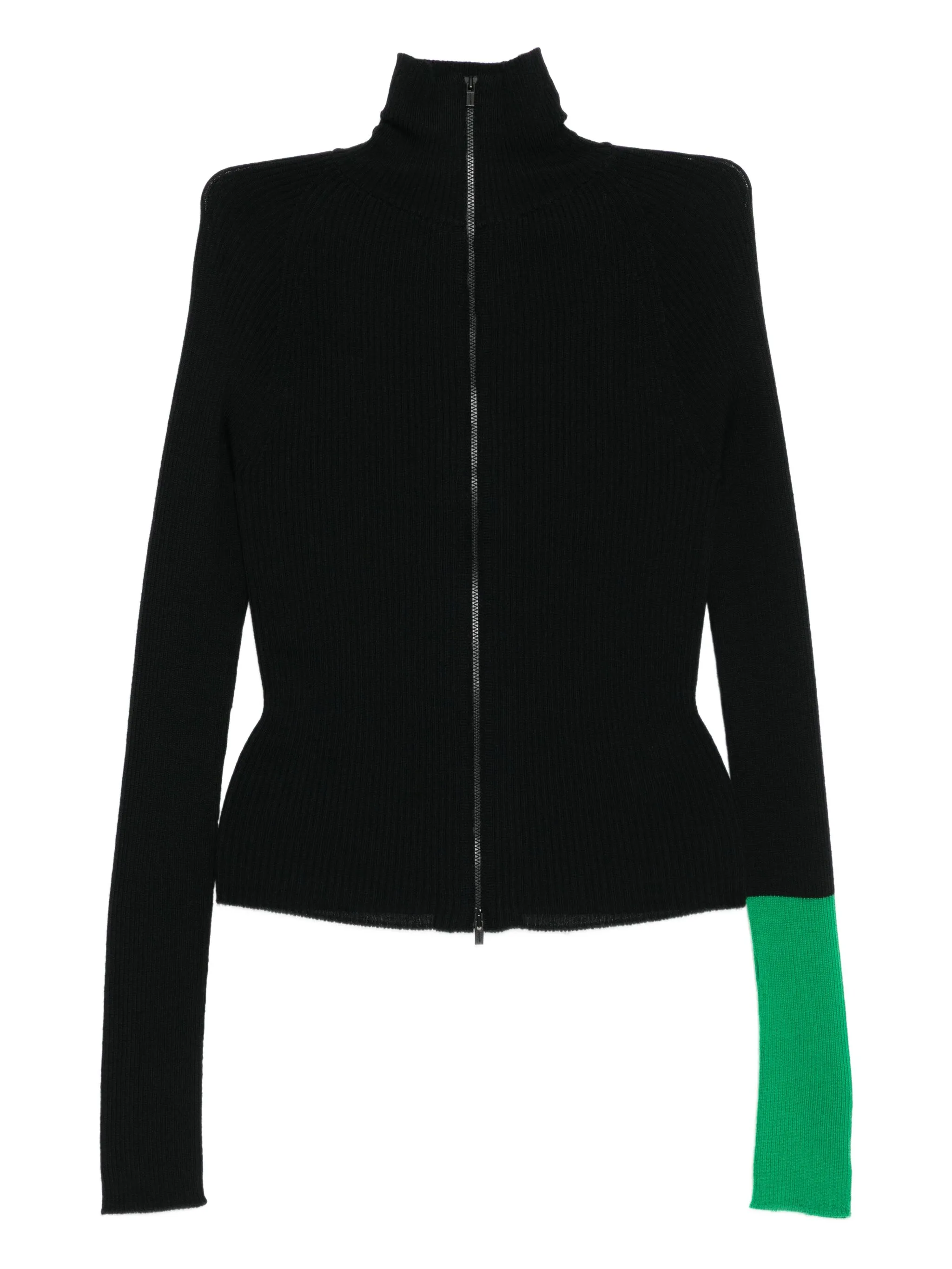 

Двухцветный шерстяной кардиган Yohji Yamamoto, черный