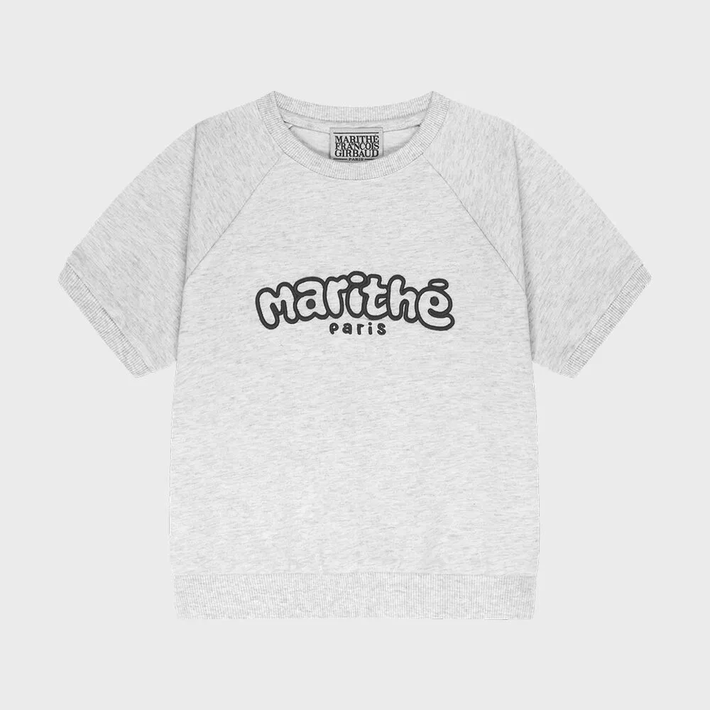 Детский светло-серый свитшот реглан с коротким рукавом от Marithé Kids — фото 2
