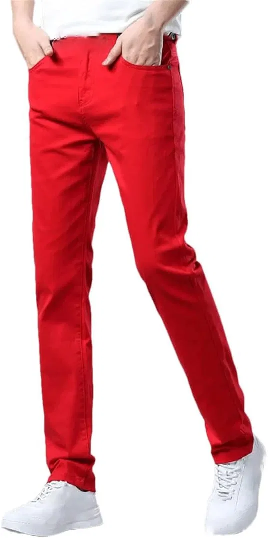 Джинсы прямые классические Men's Slim Jeans, красный